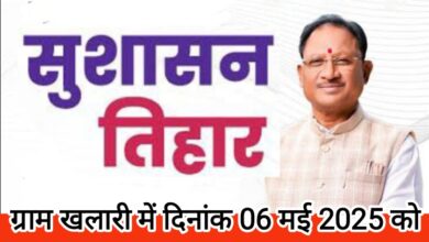 डौण्डी विकासखंड के ग्राम खलारी में आज 6 मई को समाधान शिविर