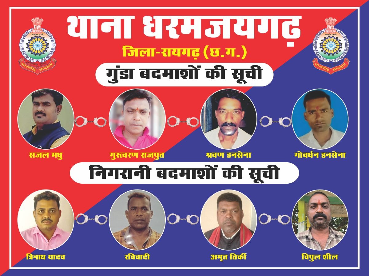 धरमजयगढ़ थाना की दीवारों पर चस्पा हुए बदमाशों के चेहरे, ‘लेडी सिंघम’ का अल्टीमेटम – या तो सुधरो, या जेल जाओ!…