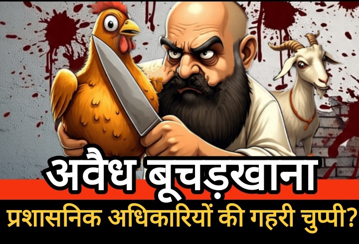 सरकारी जमीन पर अवैध कसाईघर संचालित, सार्वजनिक स्वास्थ्य और नियमों की उड़ाई जा रही धज्जियां
