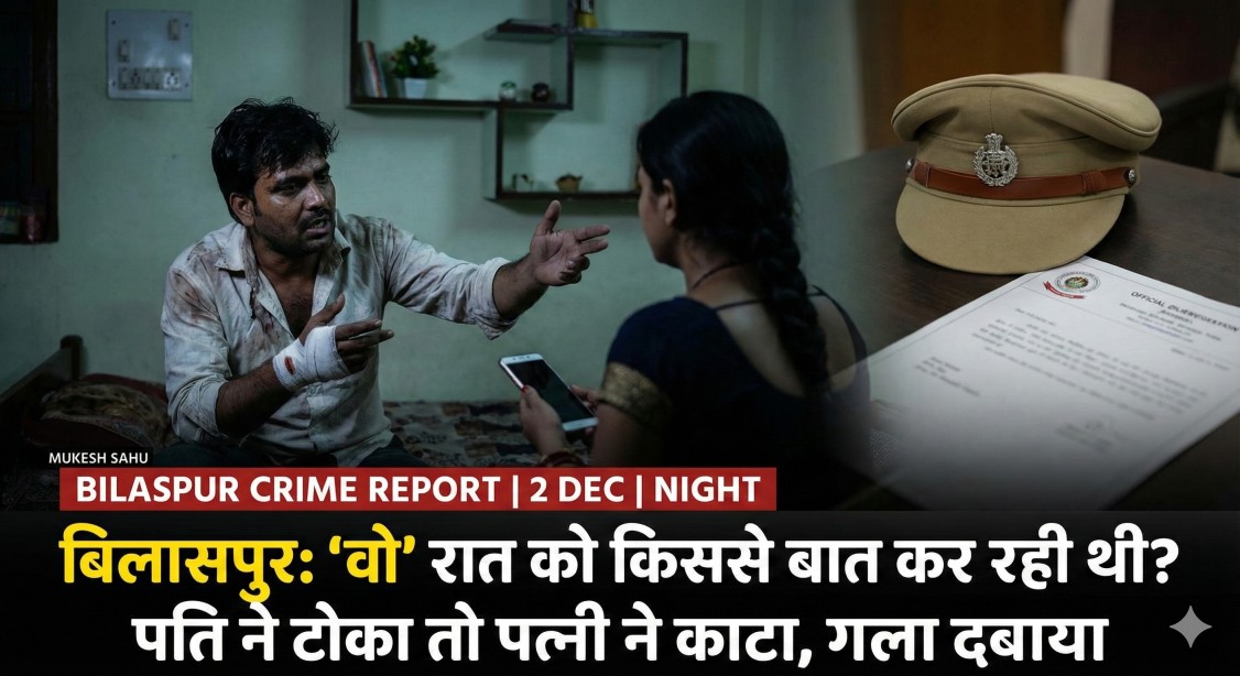 बिलासपुर : ‘वो’ रात को किससे बात कर रही थी? पति ने टोका तो चढ़ गया पारा; पत्नी ने पति को दांतों से काटा, फिर गला दबाकर मारने की कोशिश… बिलासपुर : ‘वो’ रात को किससे बात कर रही थी? पति ने टोका तो चढ़ गया पारा; पत्नी ने पति को दांतों से काटा, फिर गला दबाकर मारने की कोशिश…