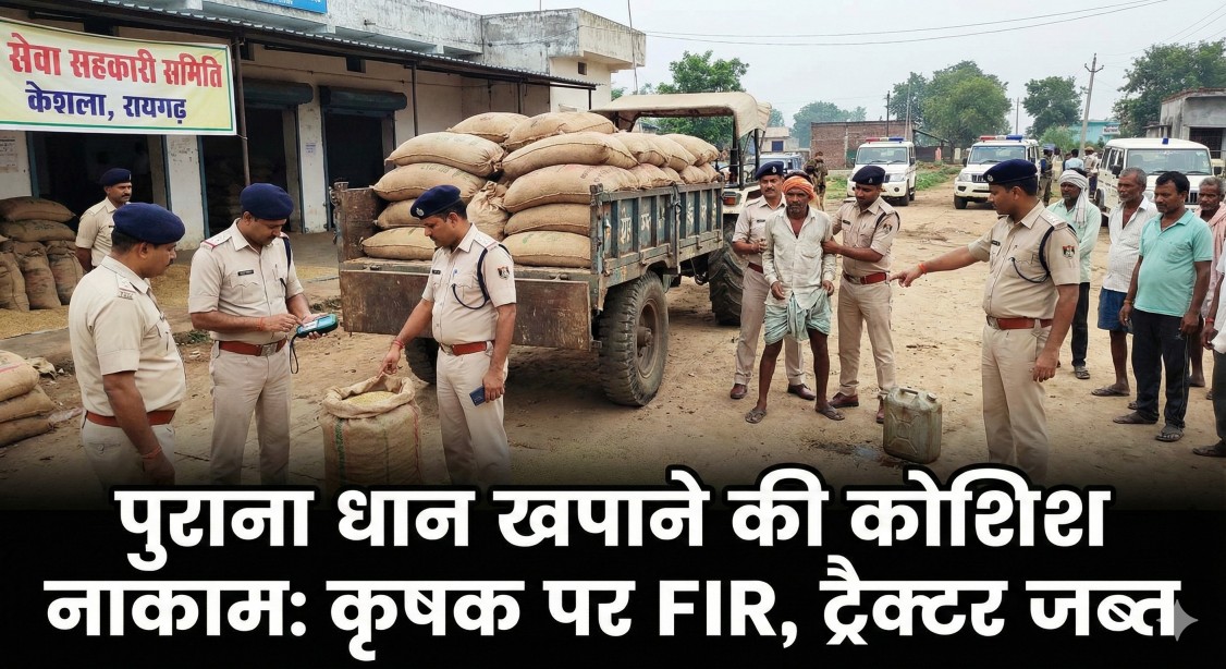 रायगढ़ : पुराना धान खपाने की पोल खुली तो मंडी में ‘हाईवोल्टेज ड्रामा’, पेट्रोल डालकर ट्रैक्टर फूंकने की धमकी, FIR दर्ज… रायगढ़ : पुराना धान खपाने की पोल खुली तो मंडी में ‘हाईवोल्टेज ड्रामा’, पेट्रोल डालकर ट्रैक्टर फूंकने की धमकी, FIR दर्ज…