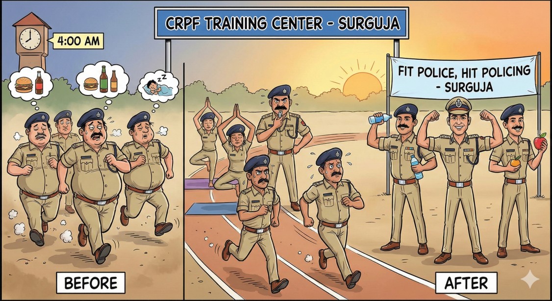 सरगुज़ा पुलिस की अनोखी पहल : ‘फिट पुलिस, हिट पुलिसिंग’ का मंत्र, अनफिट जवान मैदान में बहा रहे पसीना