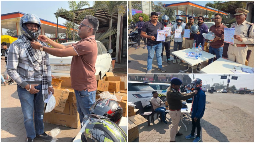 रायगढ़ में पुलिस का ‘डबल डोज’: पहले काटा चालान, फिर हाथ में थमाया हेलमेट; सड़क पर दिखी सख्ती और संवेदना की अनूठी तस्वीर