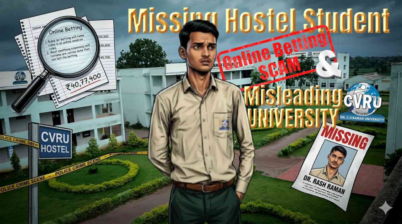 सीवी रमन यूनिवर्सिटी के हॉस्टल से छात्र लापता: 40 लाख का सट्टा और ‘गायब’ सुराग, क्या प्रबंधन की नाक के नीचे चल रहा था बड़ा खेल?…