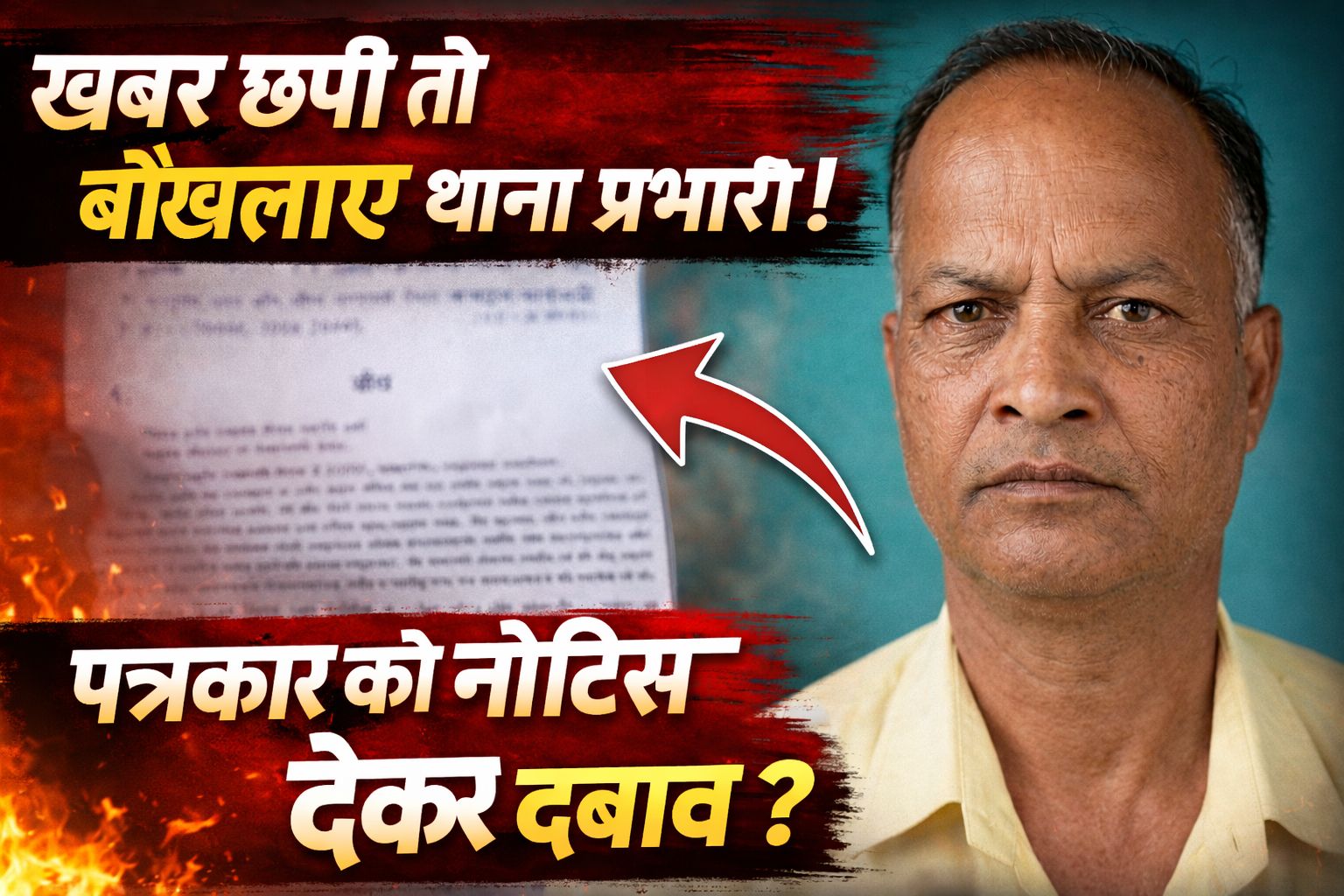 खबर के बाद बौखलाया थाना प्रभारी? खुद पर लगे आरोपों पर सफाई देने के बजाय पत्रकार को भेजा नोटिस…