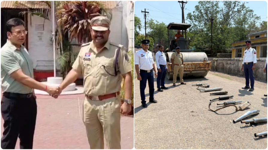 सड़कों पर ‘पटाखा’ फोड़ने वालों की अब खैर नहीं : रायगढ़ पुलिस ने 50 मॉडिफाई साइलेंसरों पर चलवाया बुलडोजर…