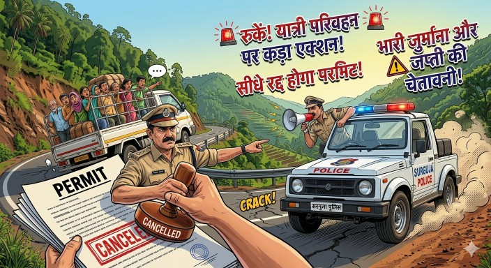 सरगुजा पुलिस का ‘ऑपरेशन सुरक्षा’ : अब मालवाहक वाहनों में ढोए सवारी तो खैर नहीं, सीधे रद्द होगा परमिट!…