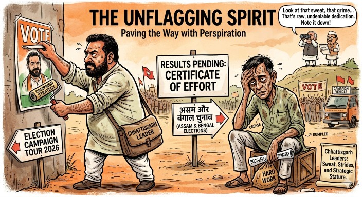 चुनावी रणभूमि में ‘छत्तीसगढ़िया’ धमक : पसीने से लिखी जा रही सियासत की नई इबारत…