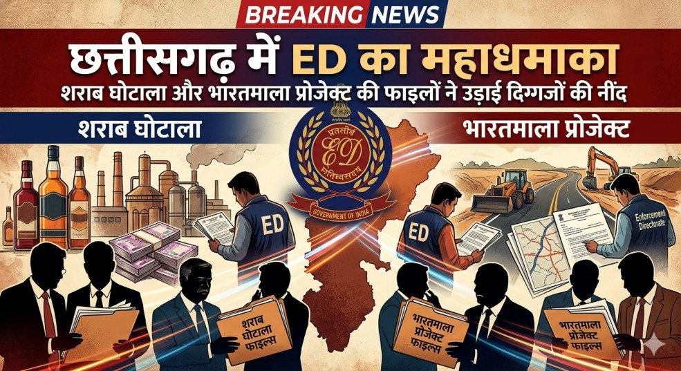 छत्तीसगढ़ में ED का महाधमाका : शराब घोटाला और भारतमाला प्रोजेक्ट की फाइलों ने उड़ाई दिग्गजों की नींद…