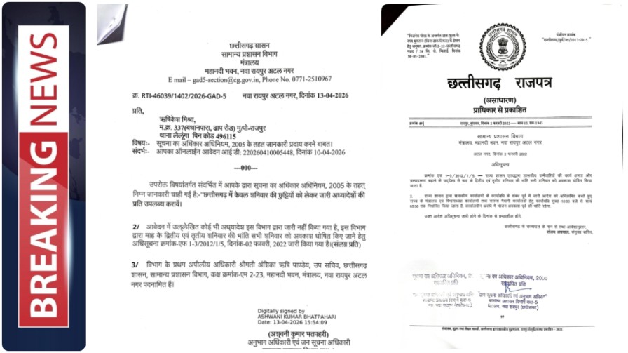 रायपुर : शनिवार की छुट्टी पर ‘सस्पेंस’ – क्या सरकारी आदेशों को ठेंगा दिखा रहे हैं विभाग?…