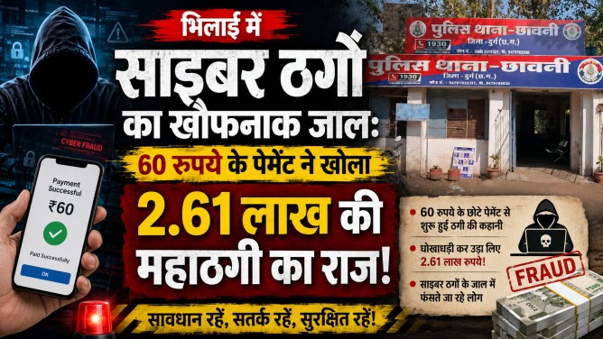 भिलाई में साइबर ठगों का खौफनाक जाल : 60 रुपये के पेमेंट ने खोला 2.61 लाख की महाठगी का राज!…