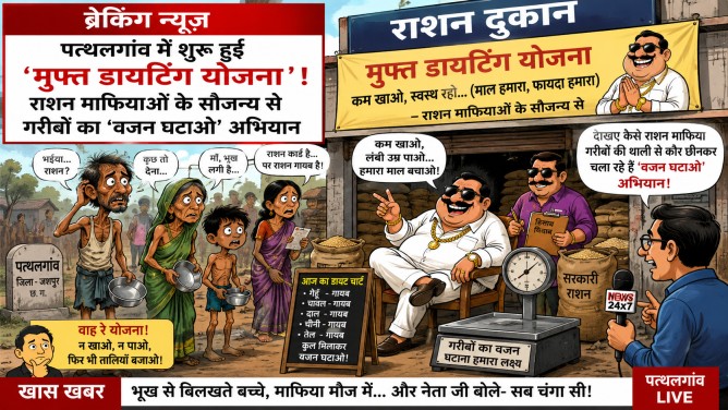 ब्रेकिंग न्यूज़ : पत्थलगांव में शुरू हुई ‘मुफ्त डायटिंग योजना’! राशन माफियाओं के सौजन्य से गरीबों का ‘वजन घटाओ’ अभियान…