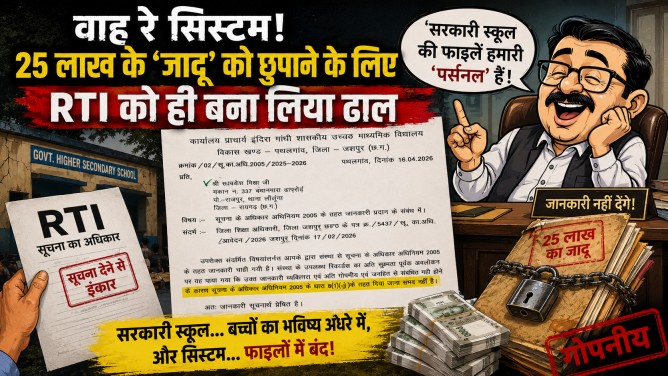 पत्थलगांव : वाह रे सिस्टम! 25 लाख के ‘जादू’ को छुपाने के लिए RTI को ही बना लिया ढाल, साहब बोले- सरकारी स्कूल की फाइलें हमारी ‘पर्सनल’ हैं!… पत्थलगांव : वाह रे सिस्टम! 25 लाख के ‘जादू’ को छुपाने के लिए RTI को ही बना लिया ढाल, साहब बोले- सरकारी स्कूल की फाइलें हमारी ‘पर्सनल’ हैं!…