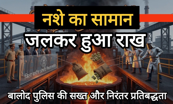 बालोद पुलिस की नशामुक्त समाज की ओर बड़ी पहल : ₹29.5 लाख से अधिक के नशीले पदार्थ भिलाई इस्पात संयंत्र में पूरी पारदर्शिता के साथ किया गया नष्ट
