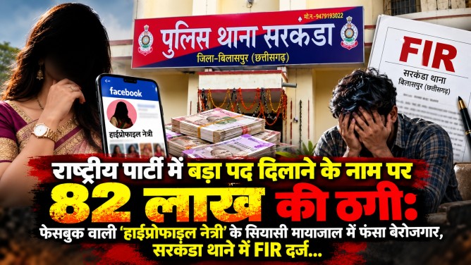 राष्ट्रीय पार्टी में बड़ा पद दिलाने के नाम पर 82 लाख की ठगी: फेसबुक वाली ‘हाईप्रोफाइल नेत्री’ के सियासी मायाजाल में फंसा बेरोजगार, सरकंडा थाने में FIR दर्ज…