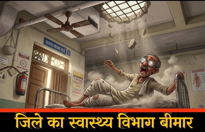 जिले में प्राथमिक स्वास्थ्य केंद्र की जर्जर इमारत : कभी भी हो सकता है बड़ा हादसा, रात के वक्त छत का प्लास्टर गिरने से टली बड़ी अनहोनी
